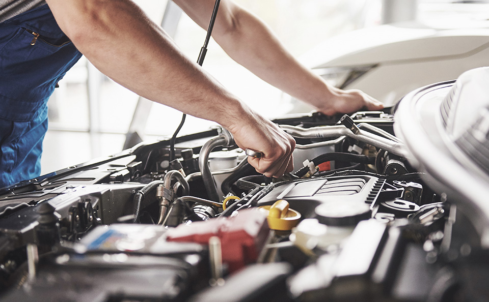 Mechanic working on an engine