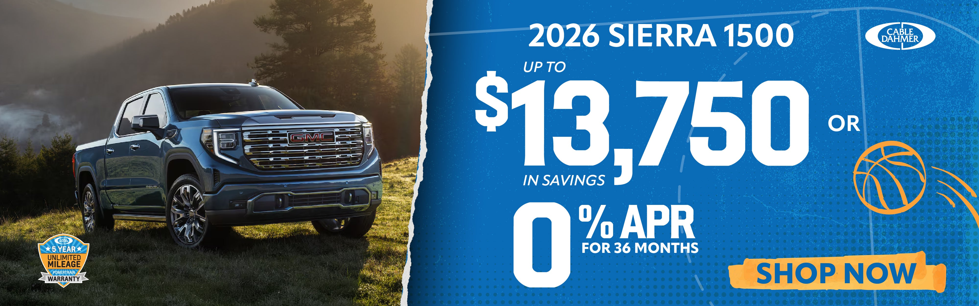 $13,750 in Savings or 0% APR for 36 months on Sierra 1500