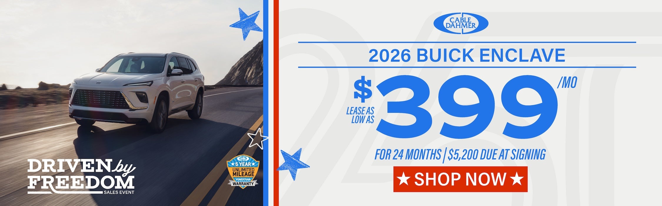 Lease as low as $399/mo for 24 months with $5,200 due at sig